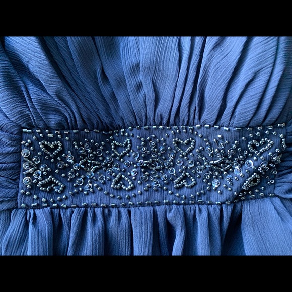 David's Bridal - Navy Blue Chiffon Bridesmaid Dress, Size 2 - Picture 8 of 14